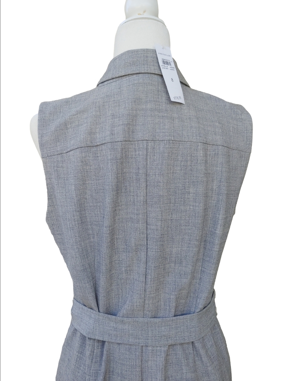 Ann Taylor NEW Gray Tie-Waist Sleeveless Blazer Dress Women's 8 NWT - Picture 8 of 16